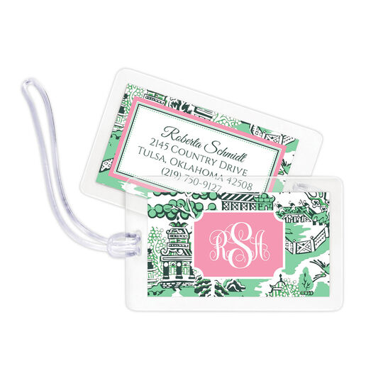 Green Chinoiserie Luggage Tags